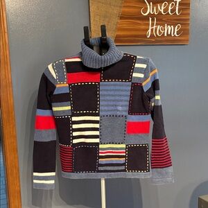 Patchwork Turtleneck Sweater - Multicolor
